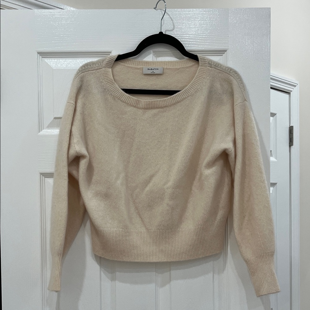Aritzia Babaton Women's Cream Crew Neck Sweater 100% Cashmere